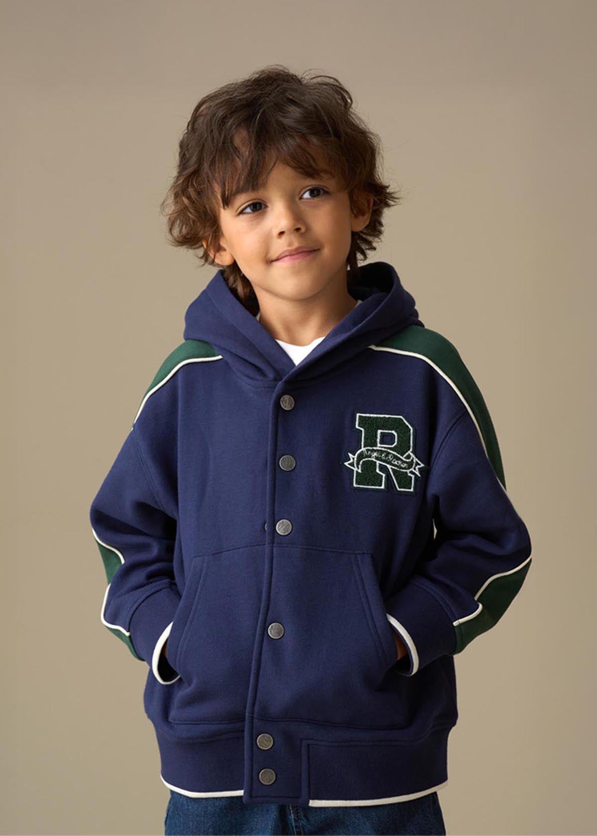 Victor Stud Closure Hoodie - Navy