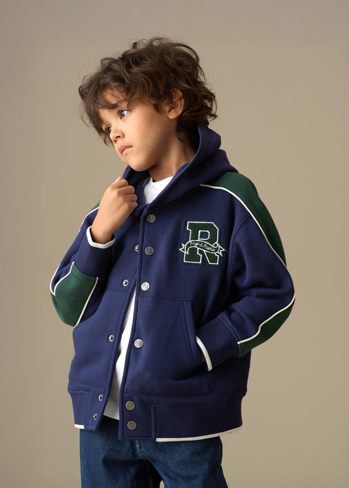 Victor Stud Closure Hoodie - Navy