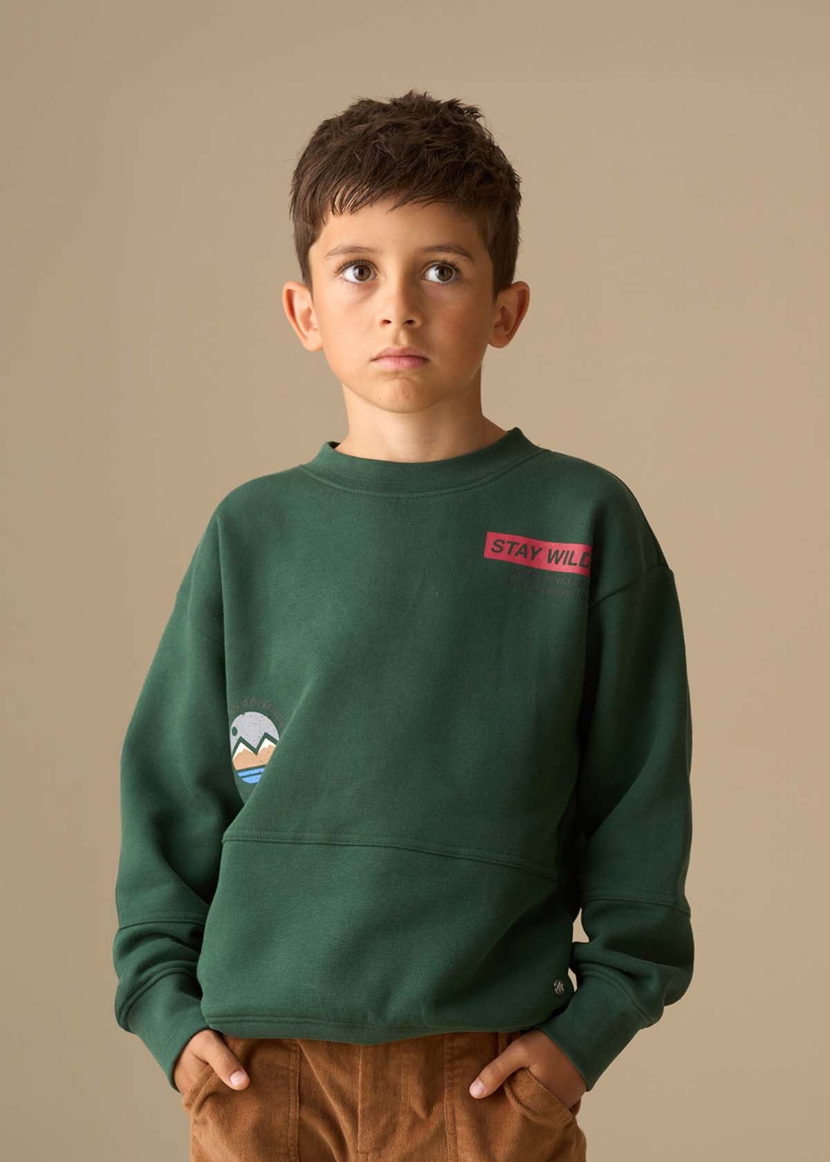 Kaiden Placement Print Sweatshirt - Green