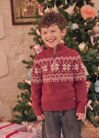 Oakley Burgundy Fairisle Zip Neck