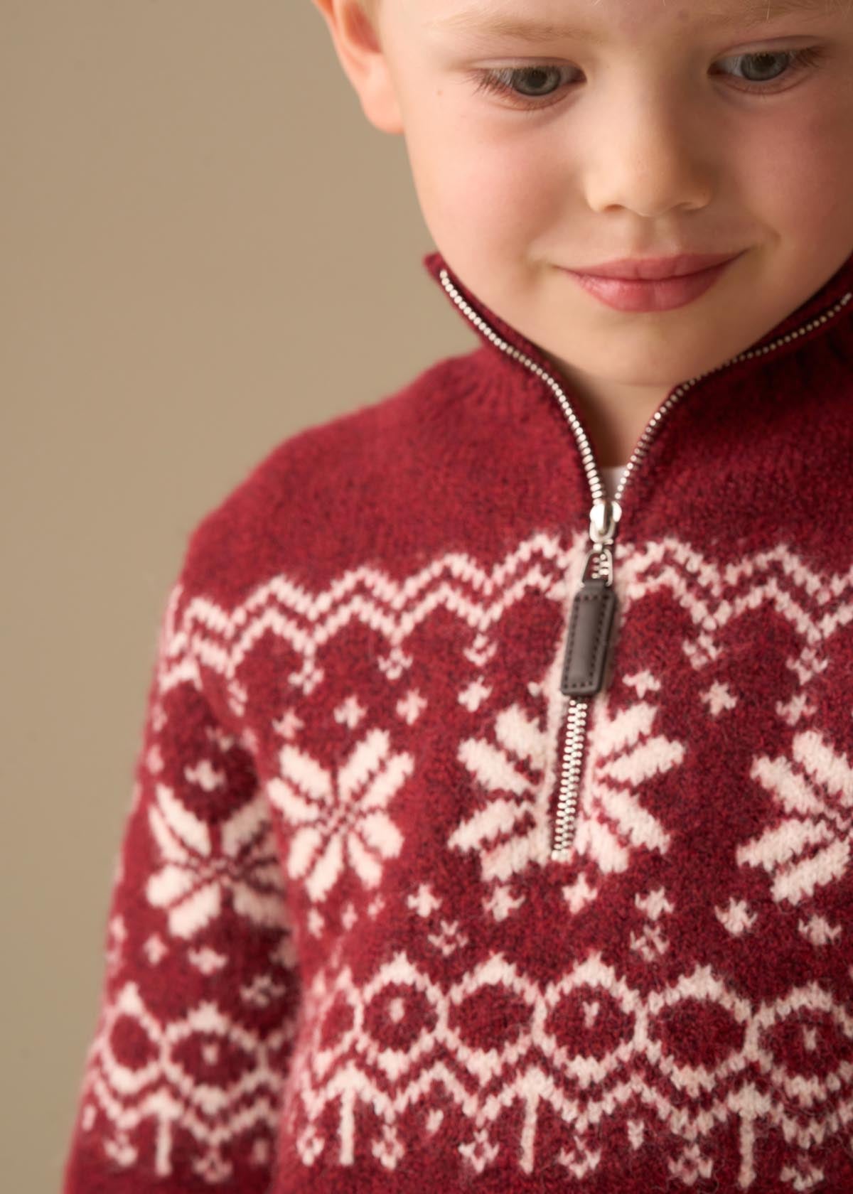 Oakley Burgundy Fairisle Zip Neck