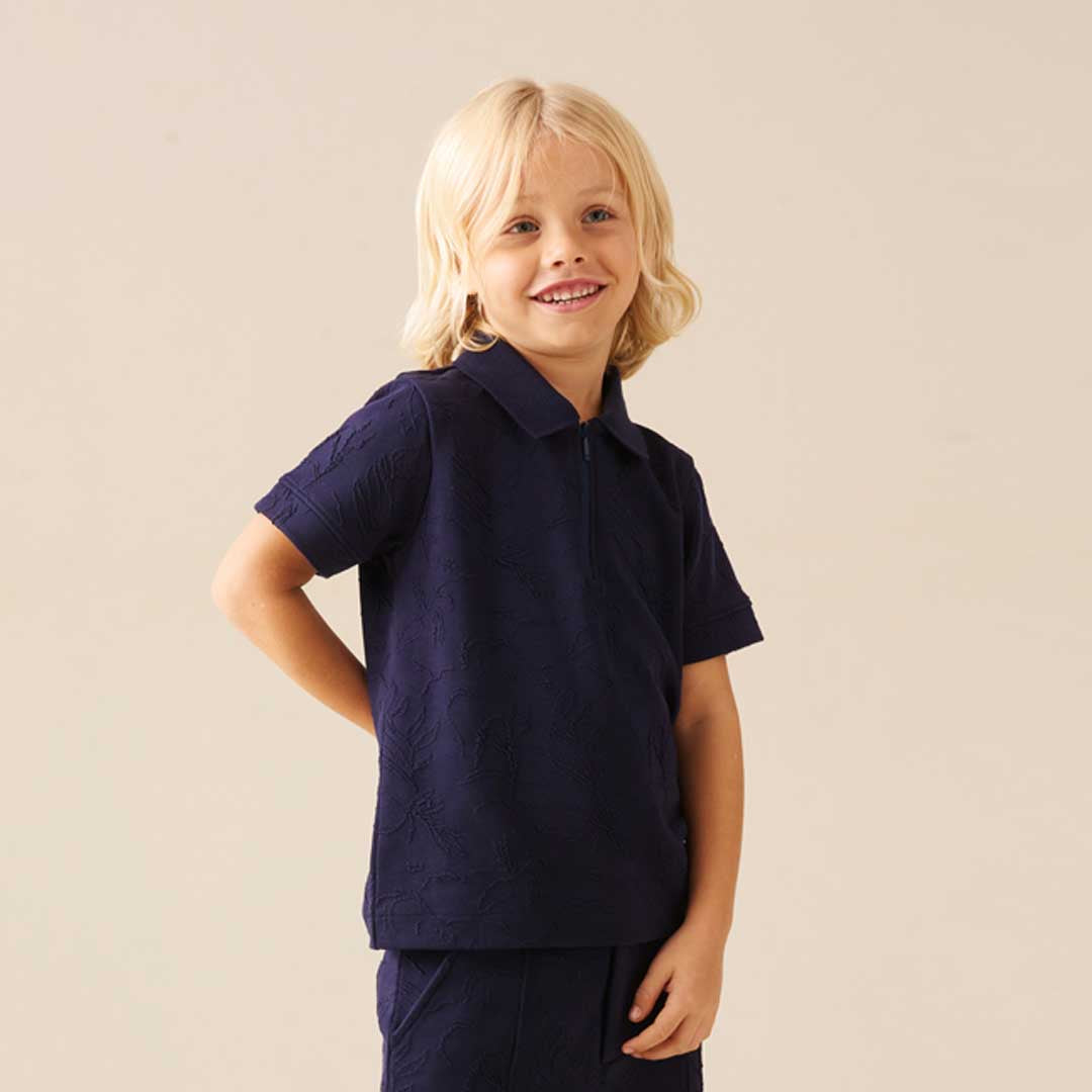 Greyson Jacquard Zip Polo