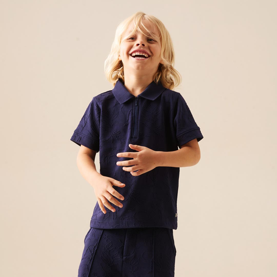 Greyson Jacquard Zip Polo