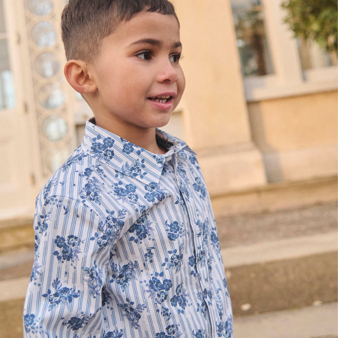Ollie Stripe Floral Shirt - Angel & Rocket