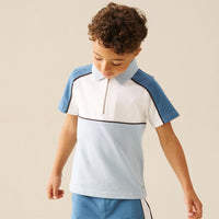Asher Blocked Pique Zip Polo