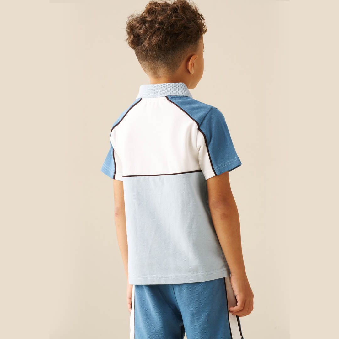 Asher Blocked Pique Zip Polo