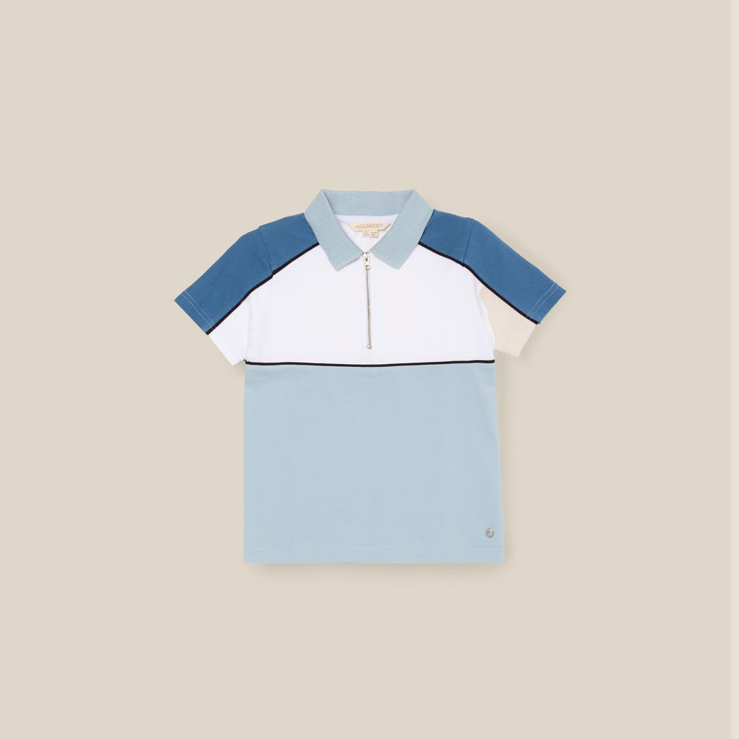 Asher Blocked Pique Zip Polo