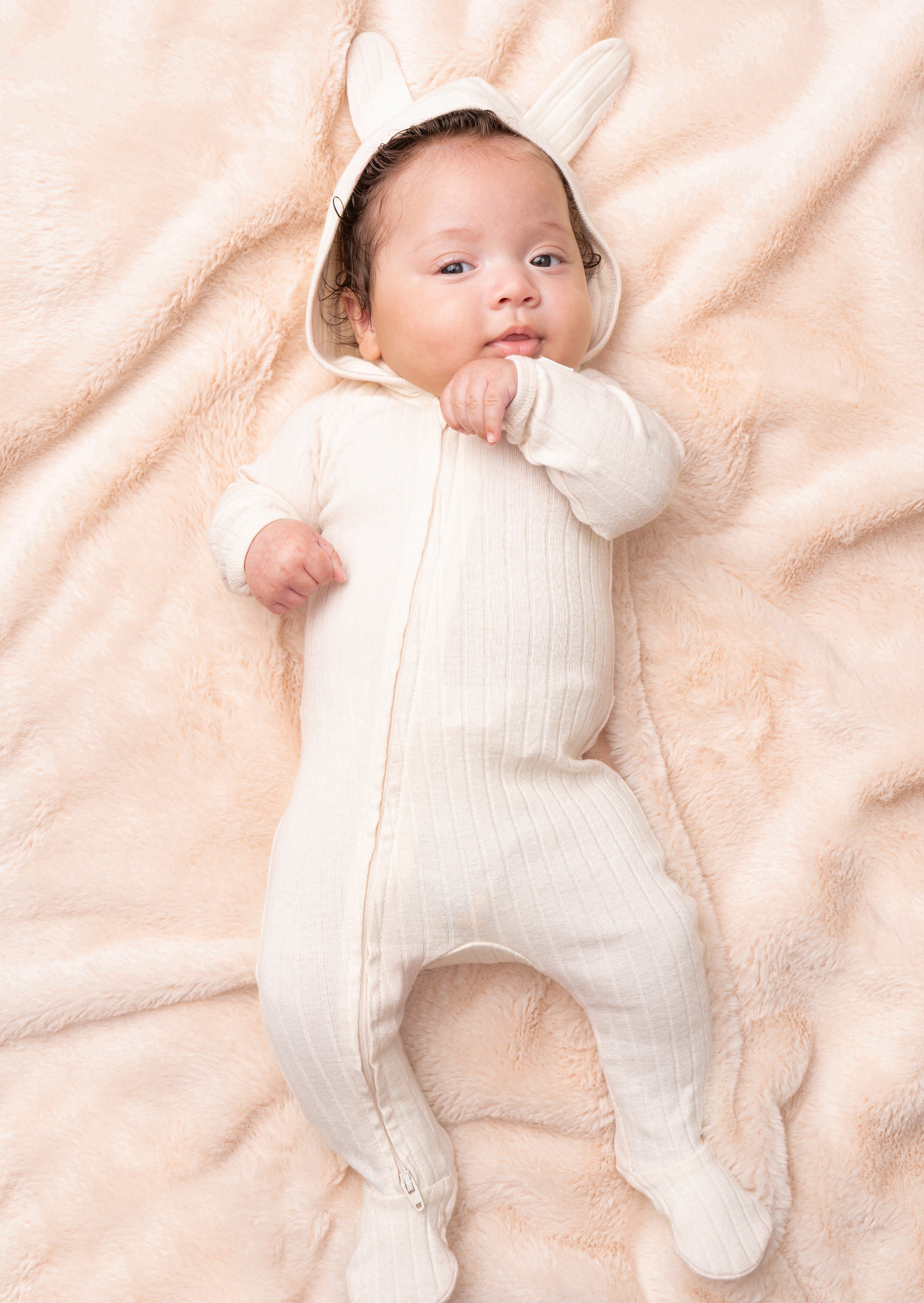 Marley Oatmeal Organic Cotton Bunny Babygrow