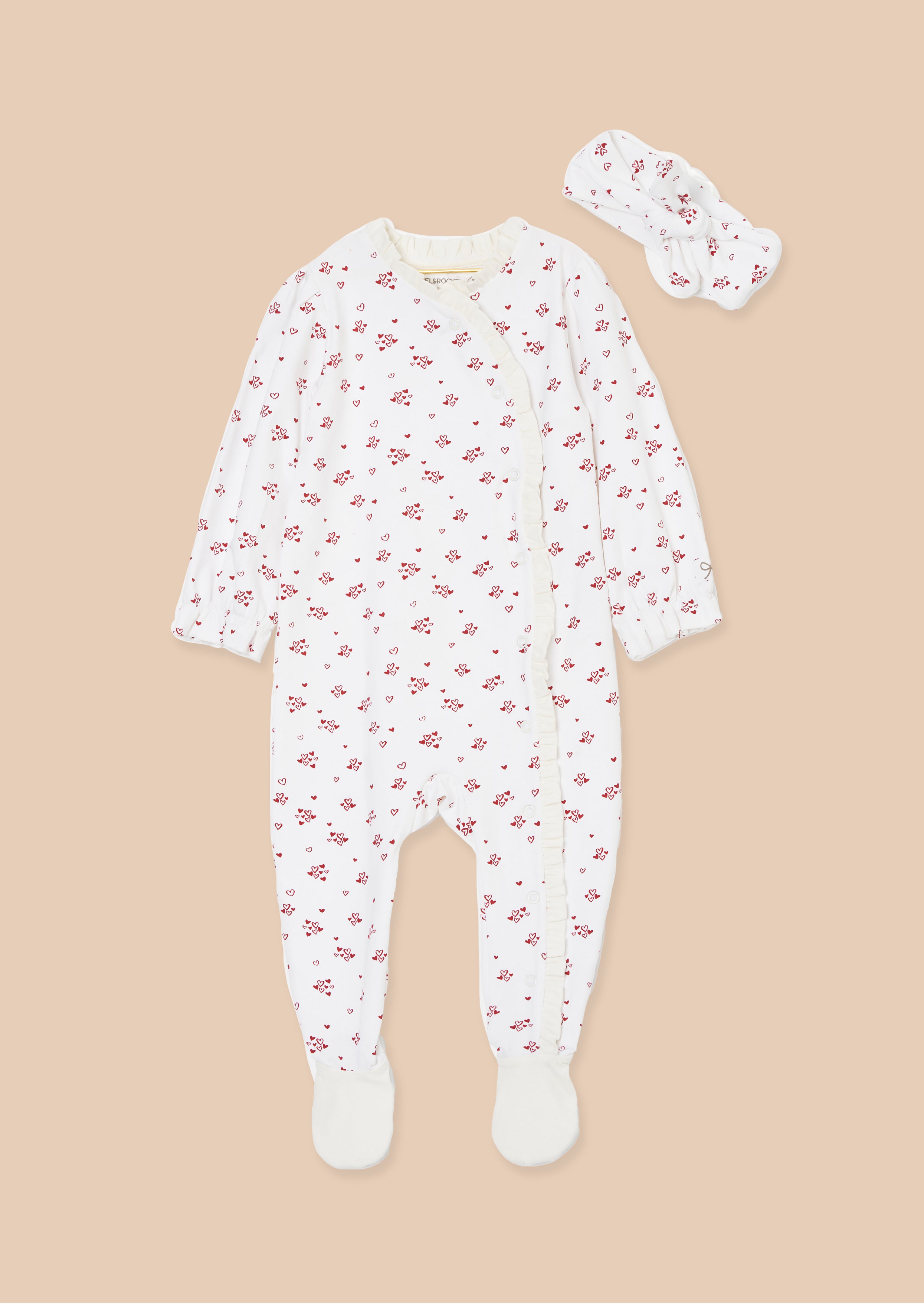 Clemie White Frill Heart Babygrow