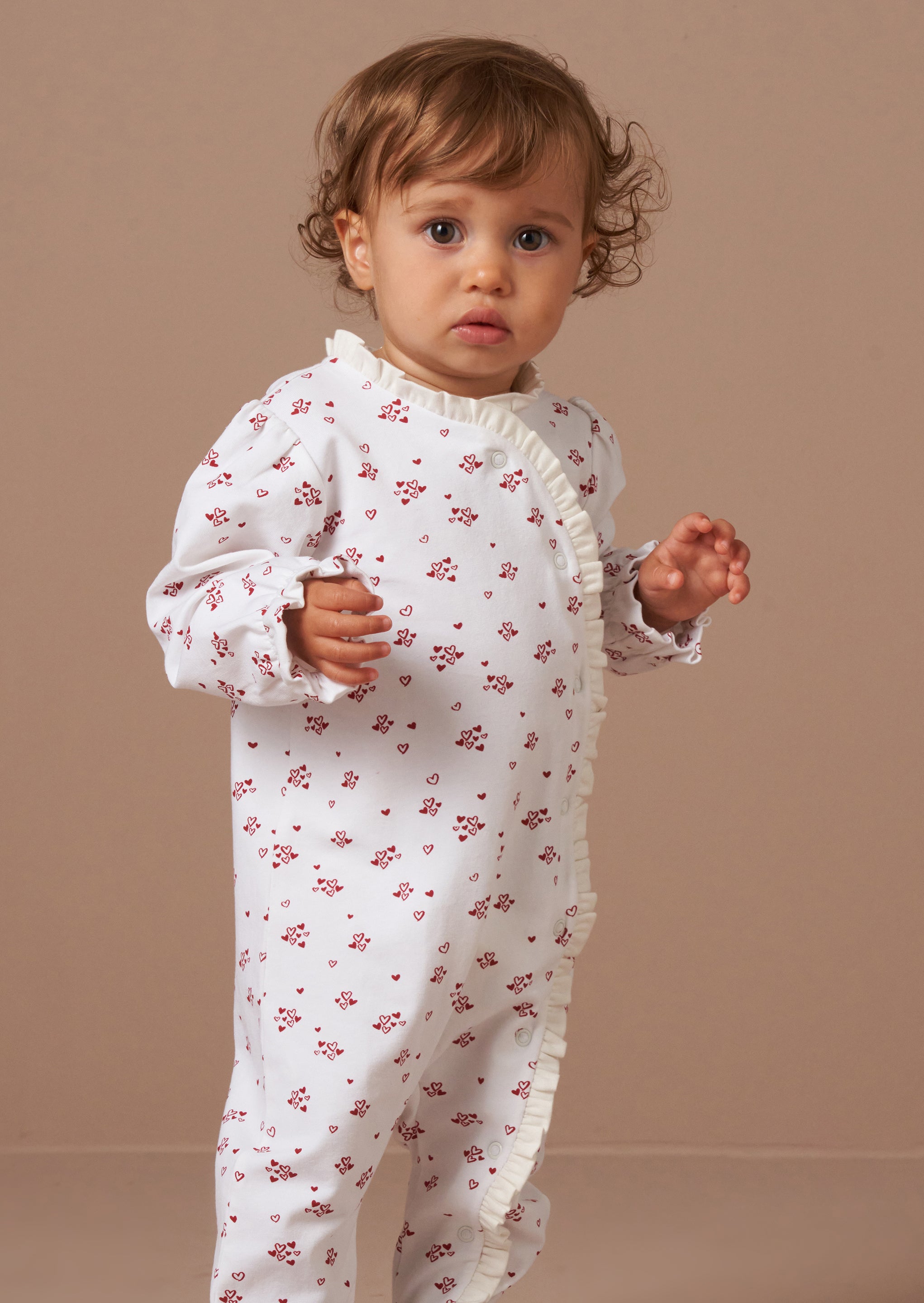 Clemie White Frill Heart Babygrow