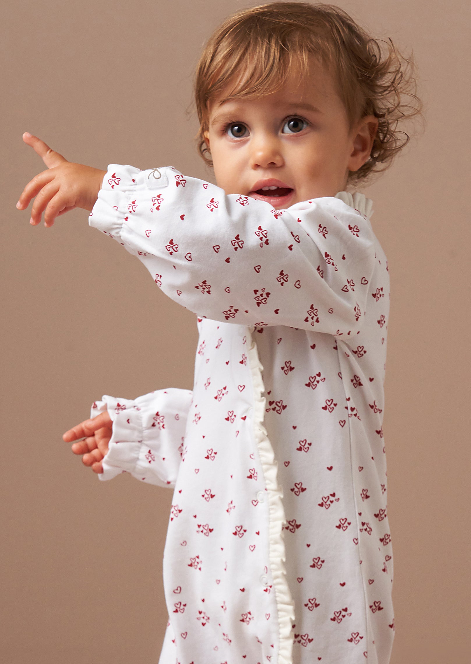 Clemie White Frill Heart Babygrow