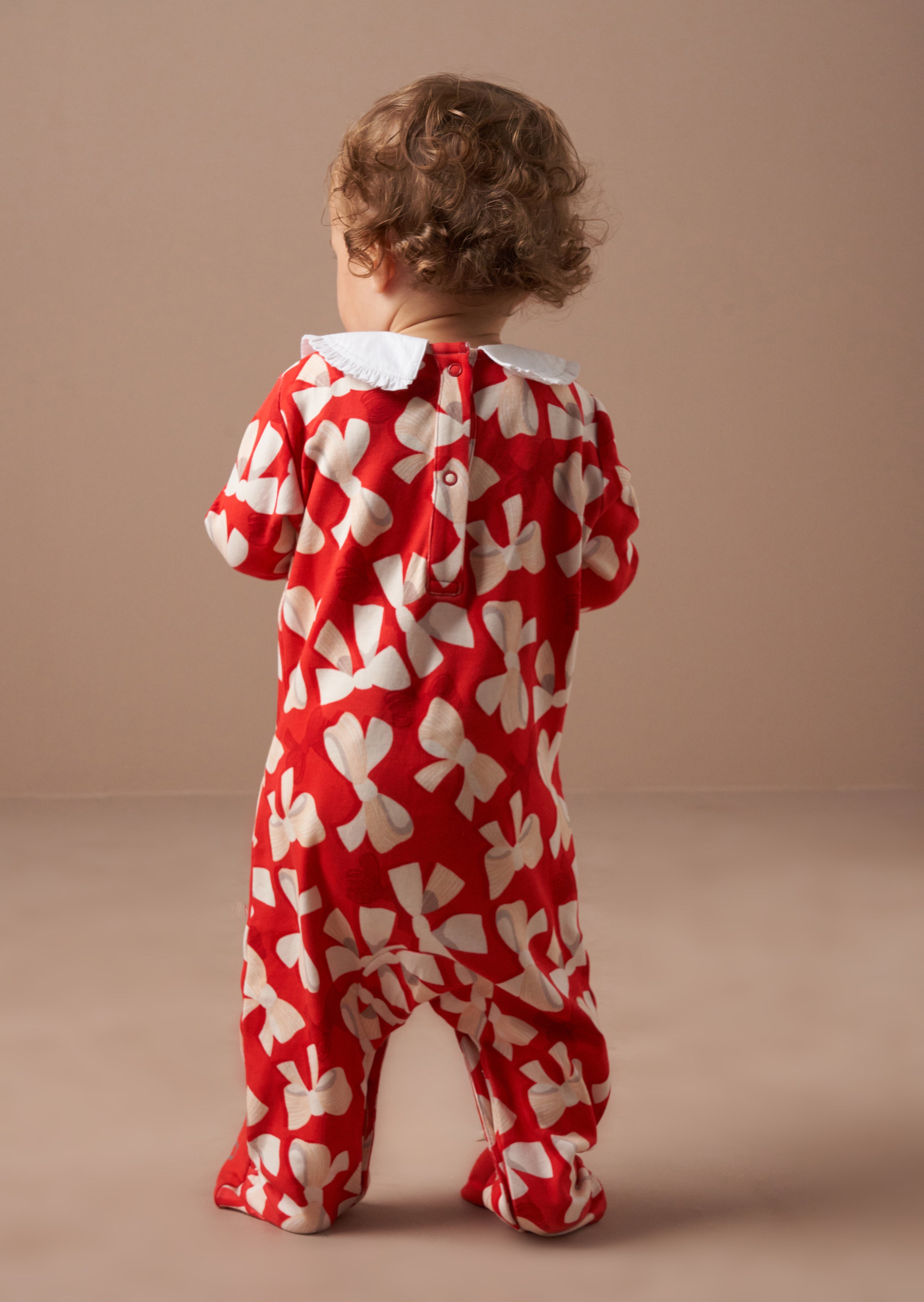 Delphine Red Peter Pan Collar Babygrow