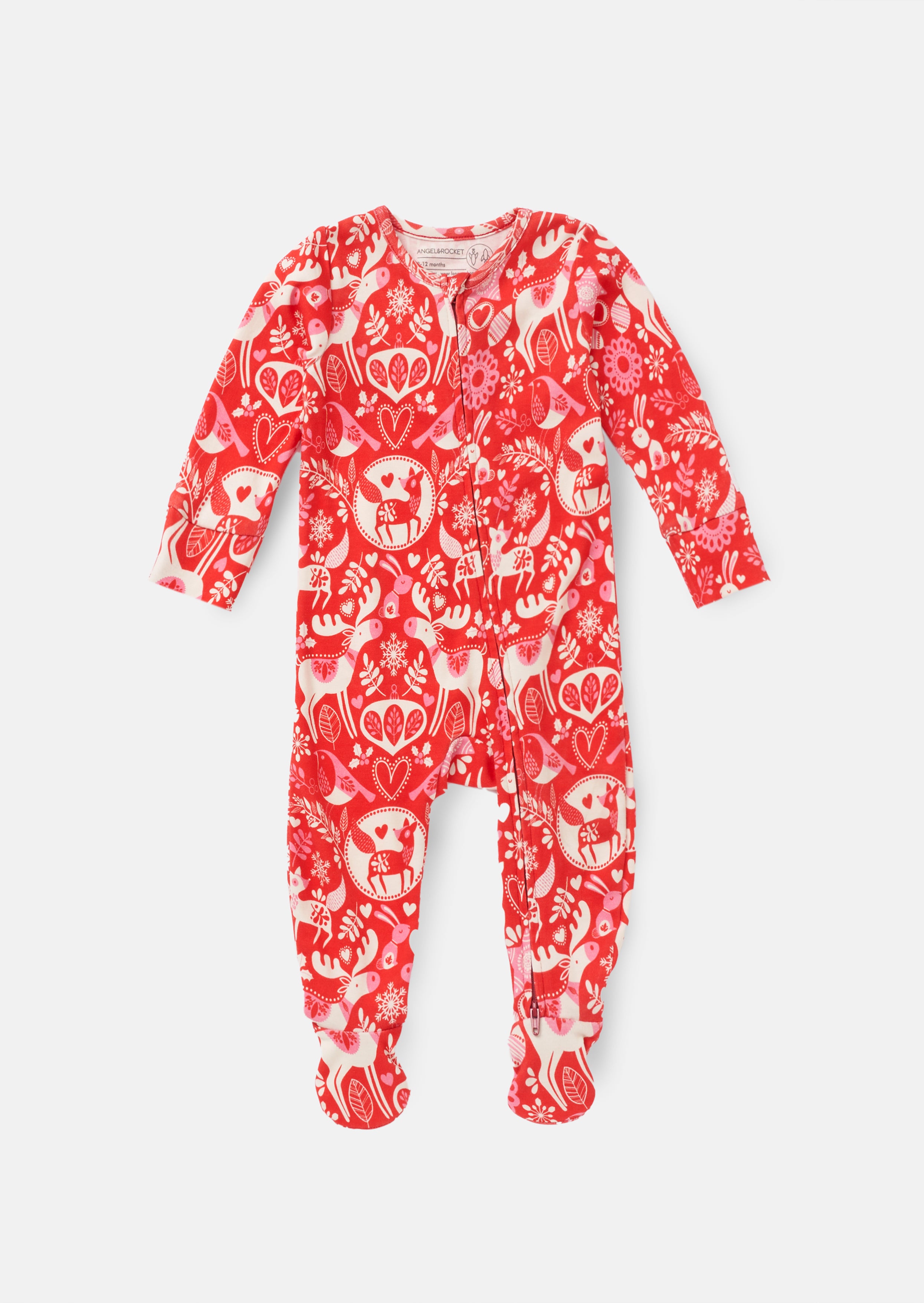 Frida Red Scandi Print Babygrow And Hat