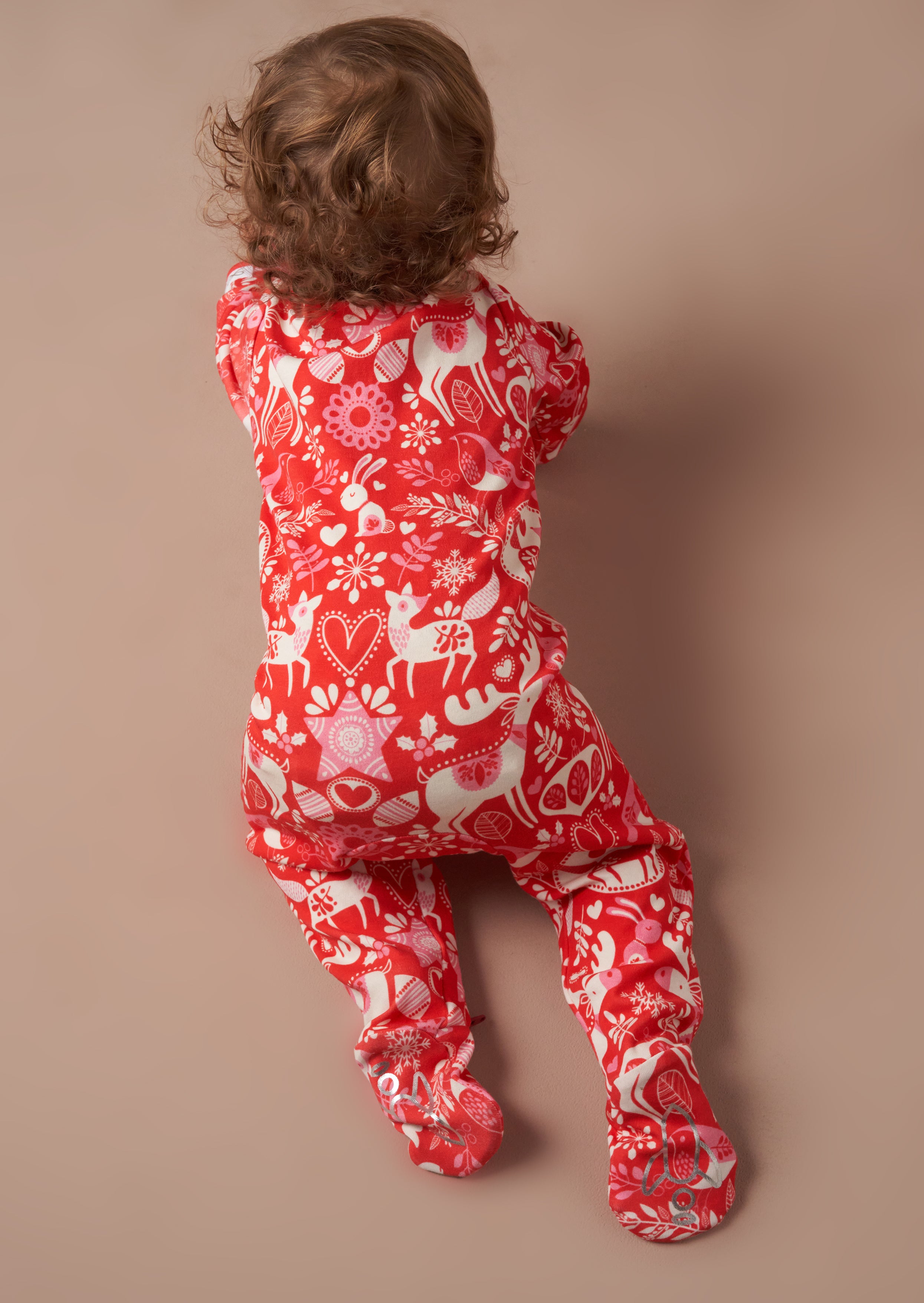 Frida Red Scandi Print Babygrow And Hat