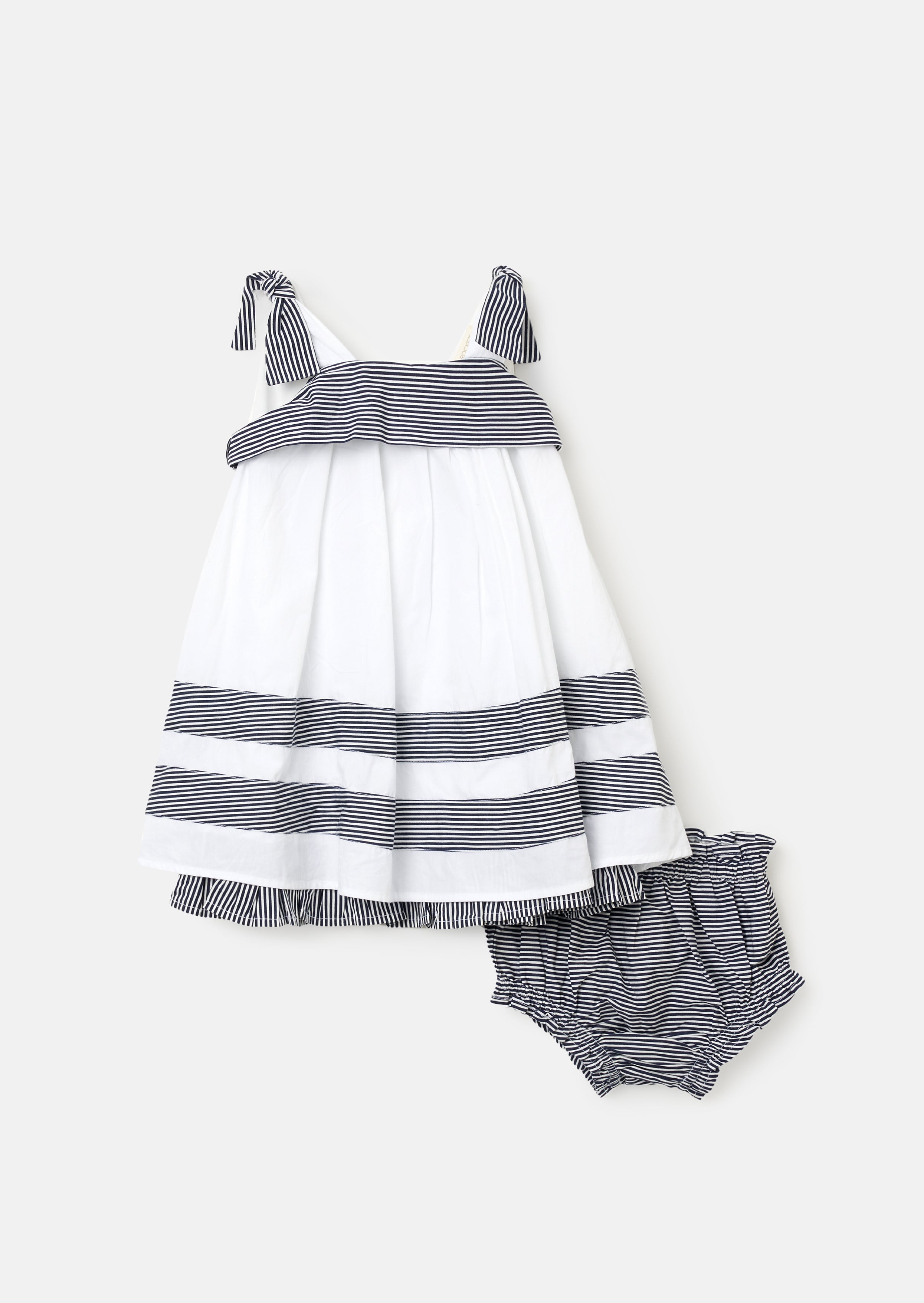 Avery White Stripe Panel Dress With Bloomer