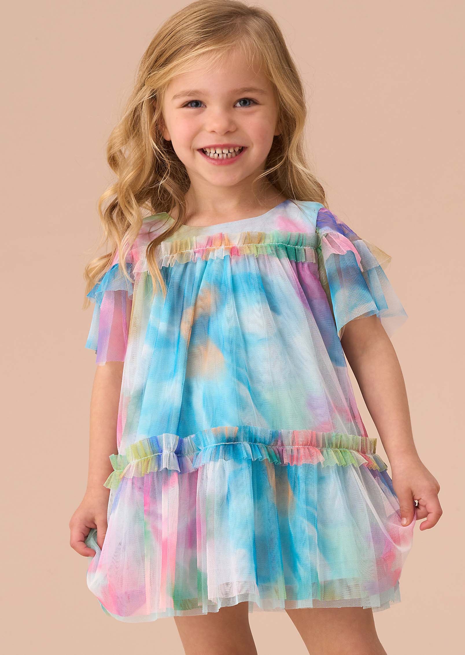 girl Multi Print Mesh Dress and Bloomer