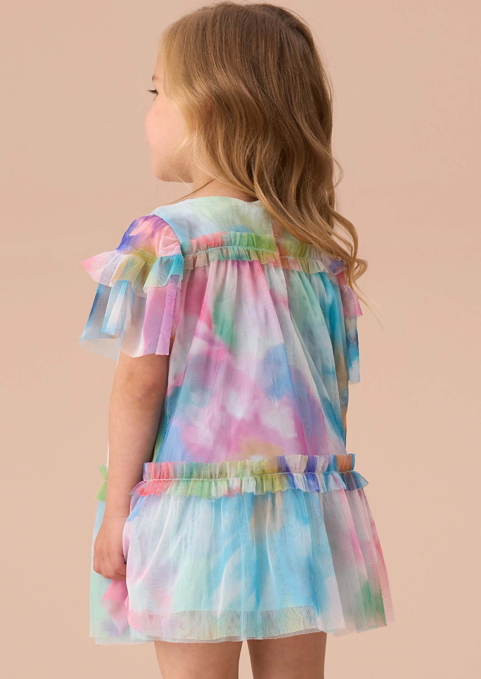 maxi girl multi print mesh dress and bloomer