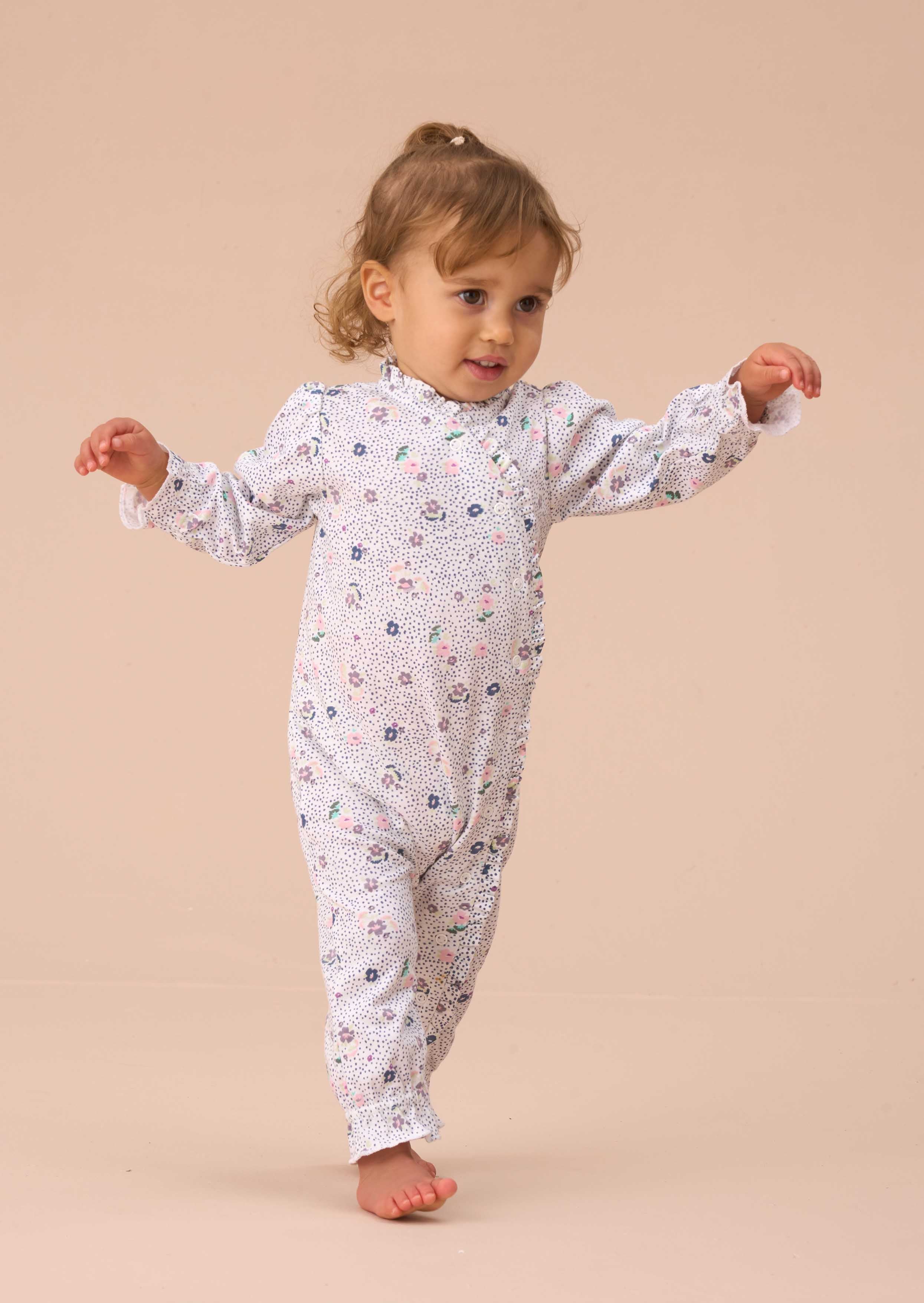 Floral Printed new born Blue Spot Babygrow & Headband