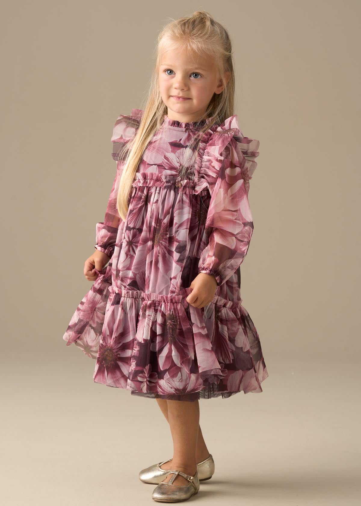 Estelle Floral Print Mesh Dress