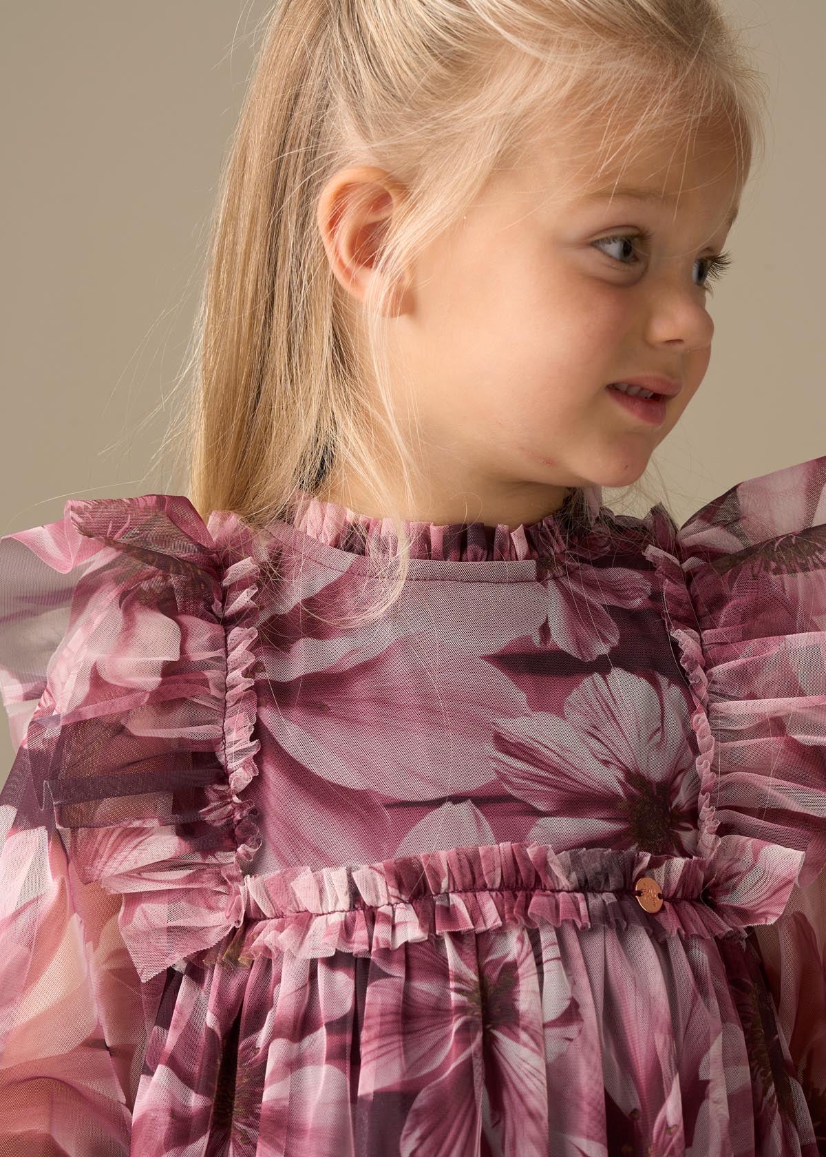 online girl floral print mesh dress