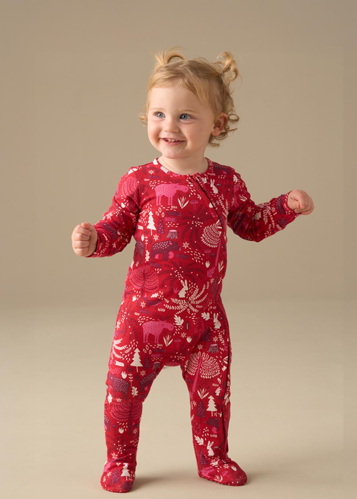 Frida Burgandy Scandi Print Babygrow