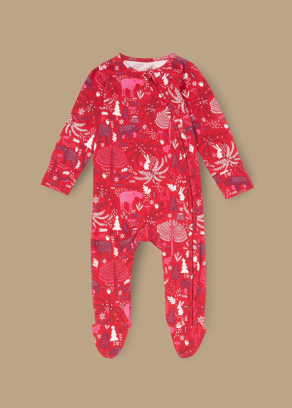 Frida Burgandy Scandi Print Babygrow