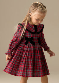 Fia Frill Collar Tartan Bow Dress