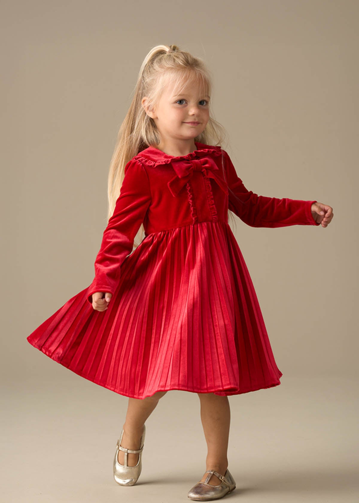 Charlotte Red Velvet Bow Dress