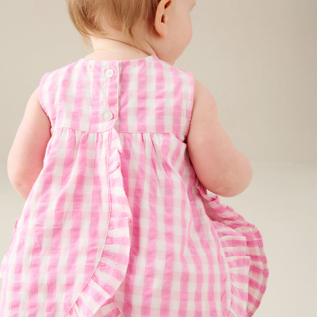 Percy Gingham Frill Dress And Bloomer