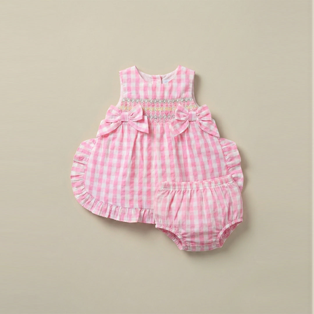 Percy Gingham Frill Dress And Bloomer