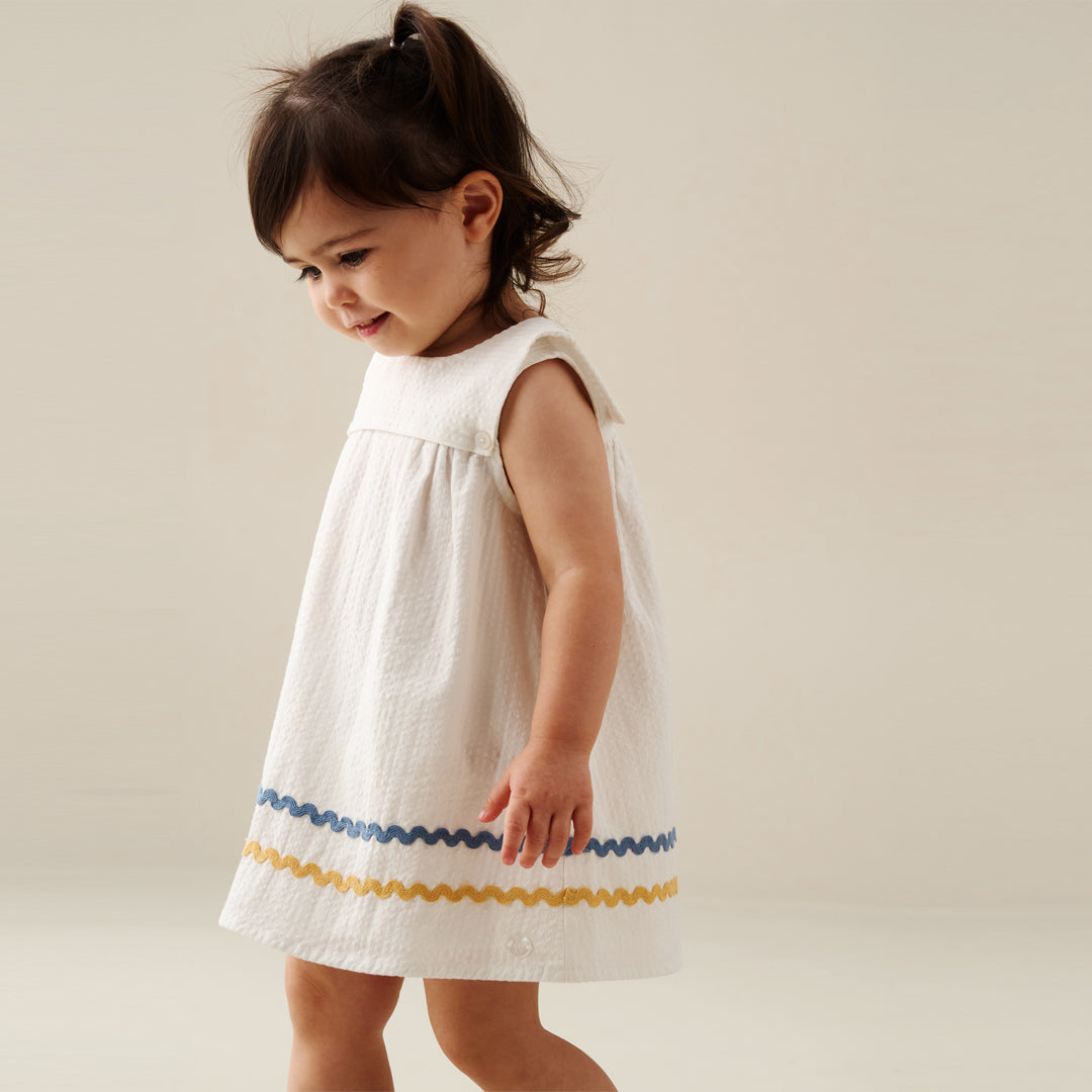 Lila Stripe Ric Rac Dress And Bloomer