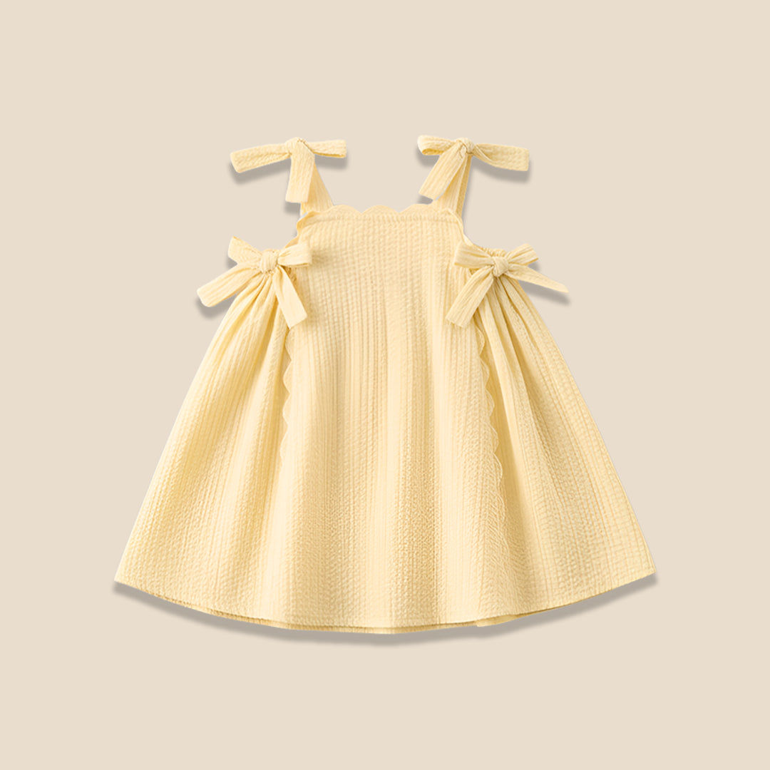 Matilda Yellow Scalloped Bow Dress - Angel & Rocket