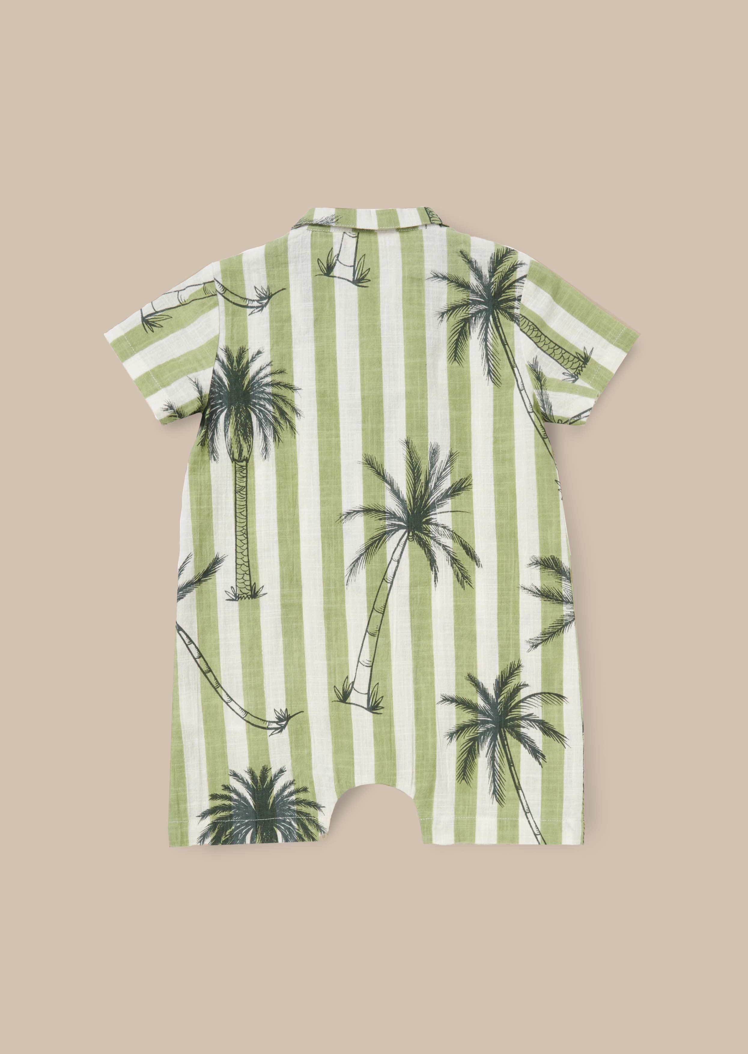 Jamie Green Palm Printed Collar Romper