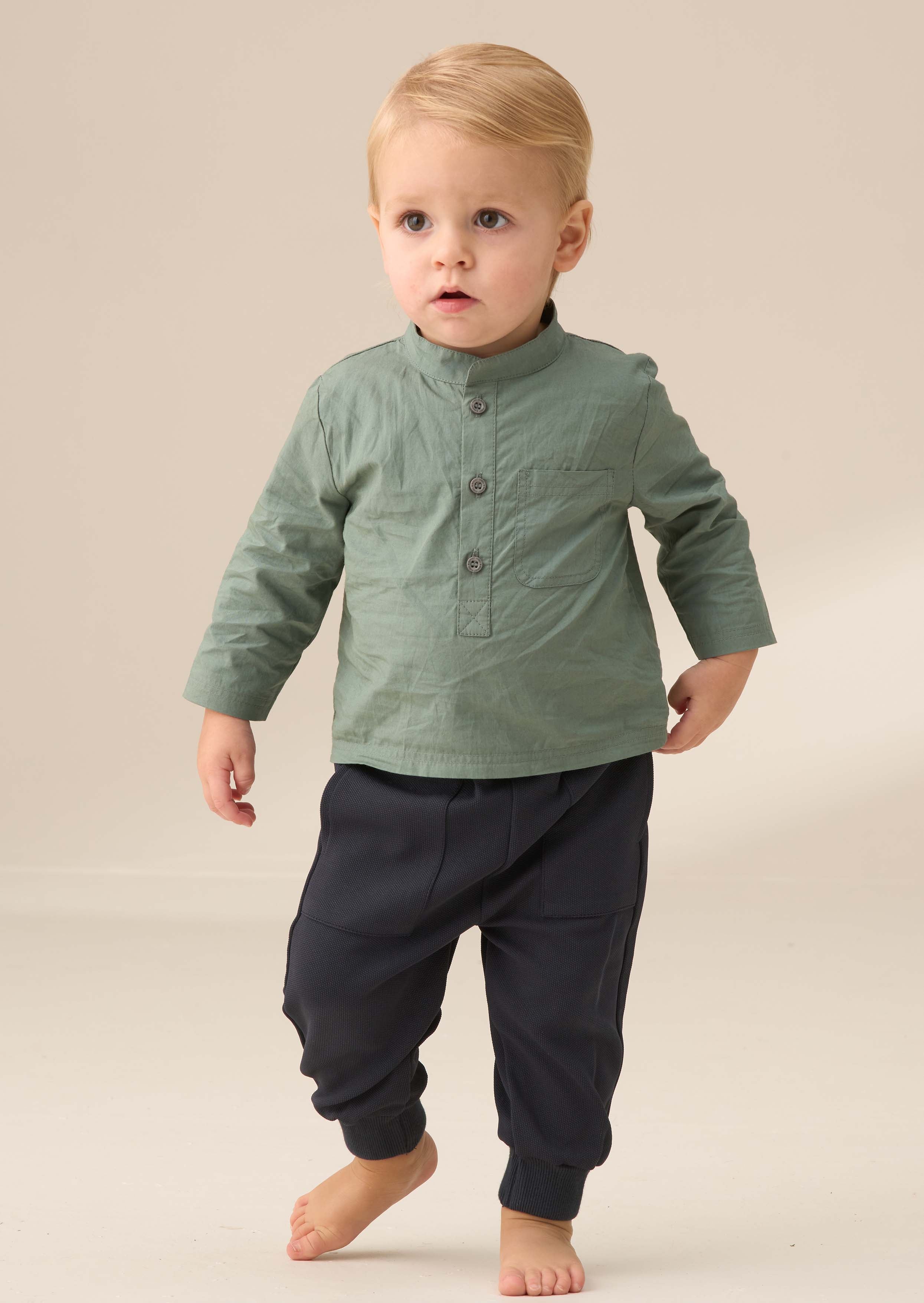 boy Shirt Bodice with Trouser Set Green