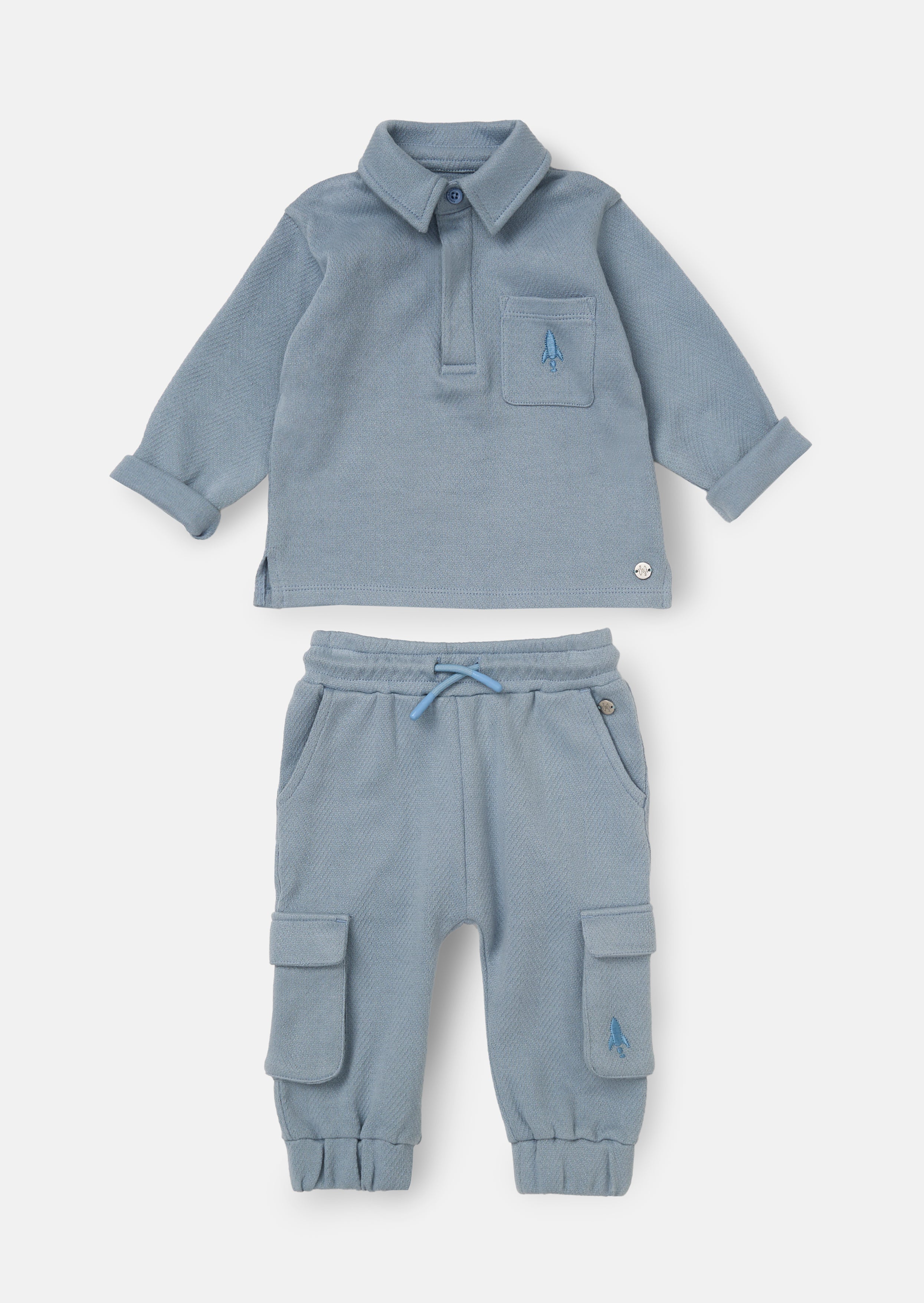 Blue Baby Boy Mini Herringbone Co-Ord Set