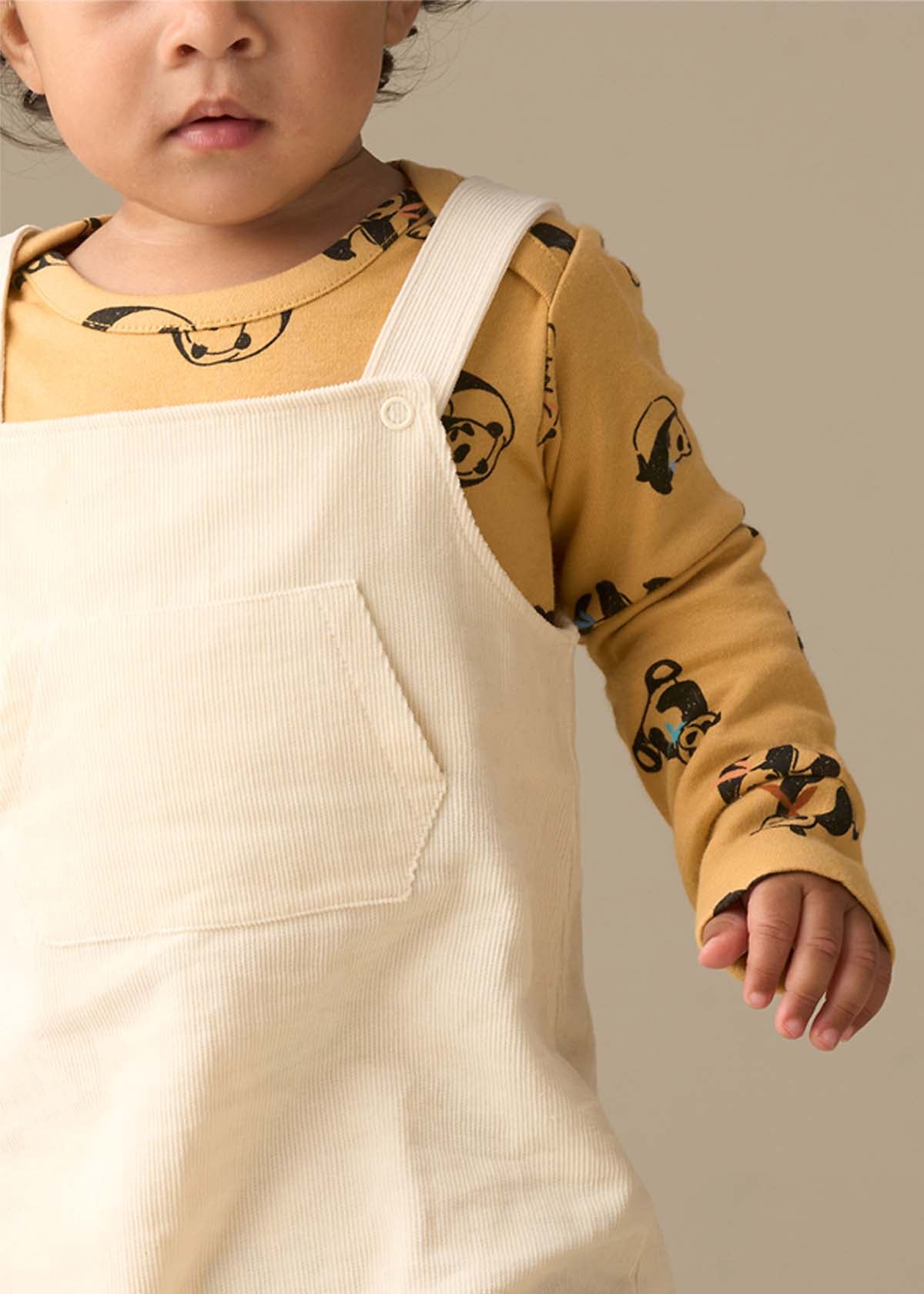 organic baby boy cord dungaree and bodysuit