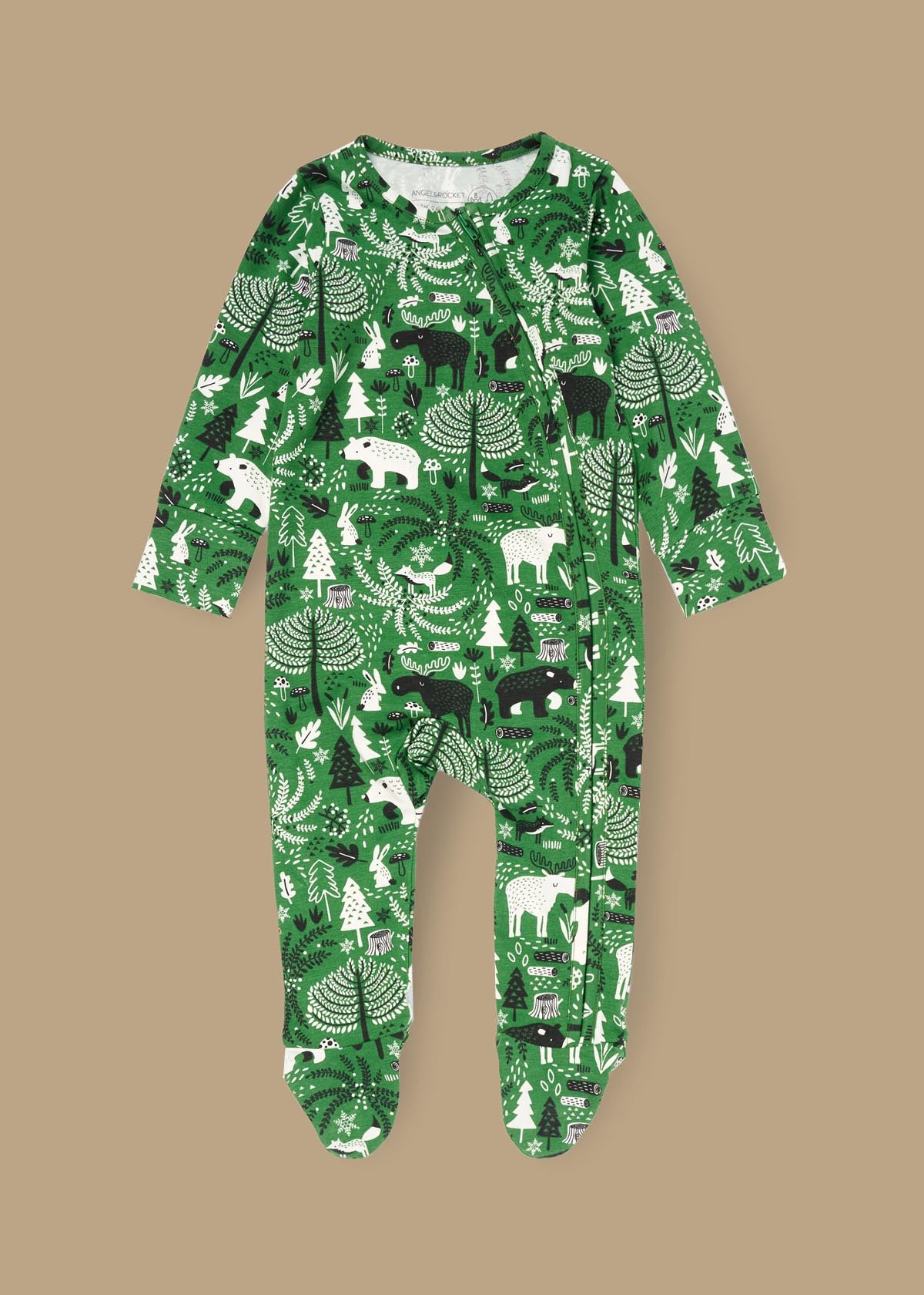 clothes baby boy green scandi print babygrow