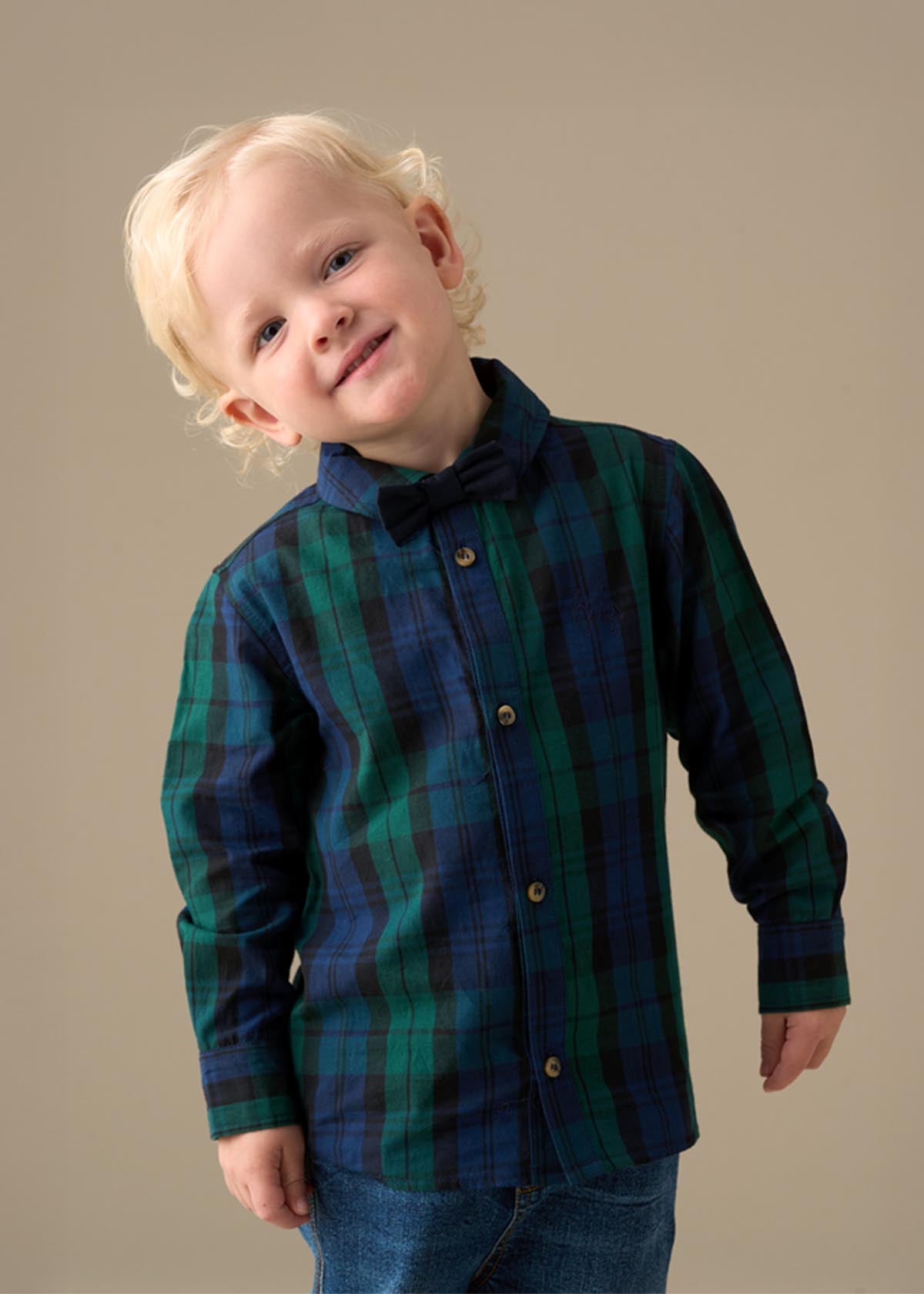 Abel Plaid Shirt With Bow Tie