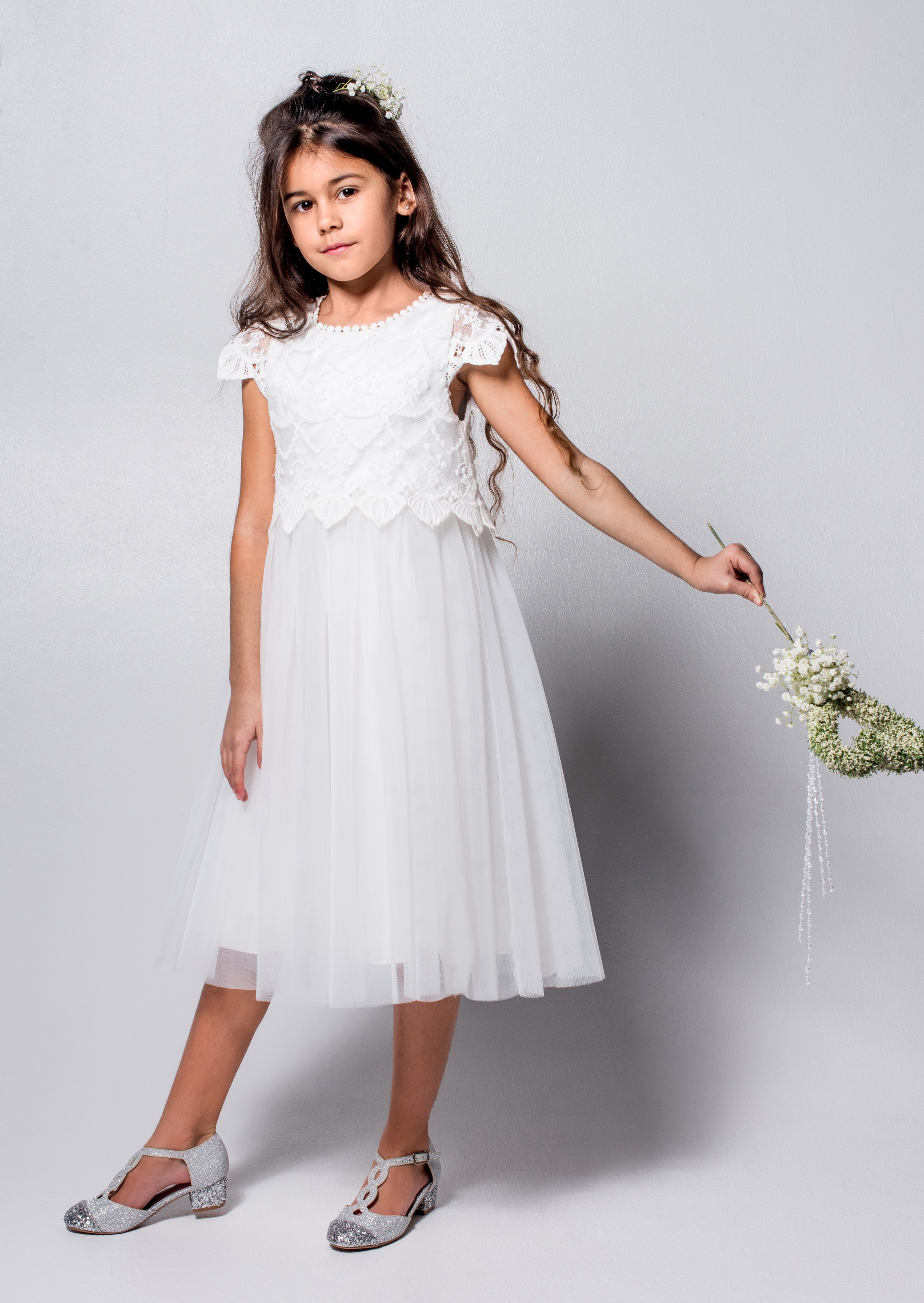 Girls Lucy Lace Bodice White Dress