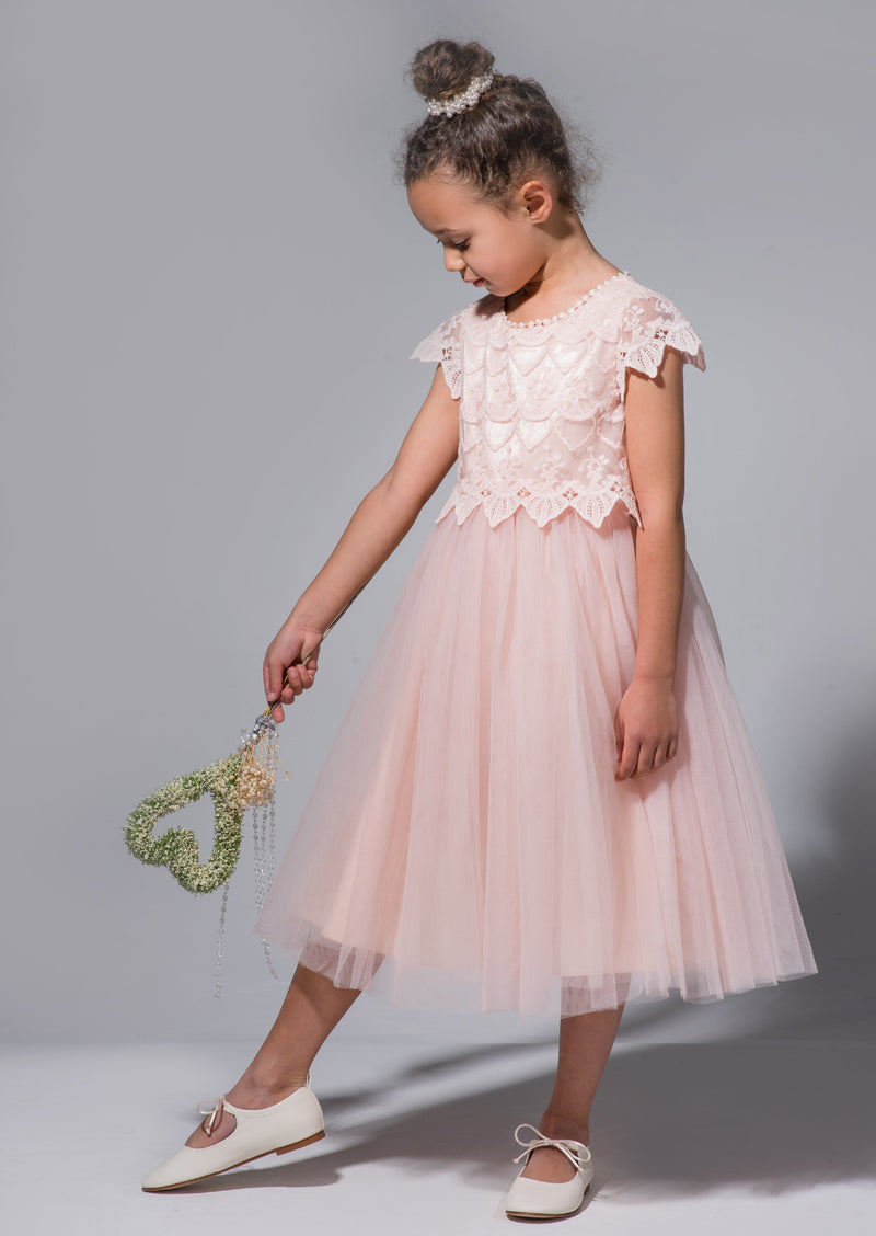 Girls Lucy Lace Bodice Pink Dress