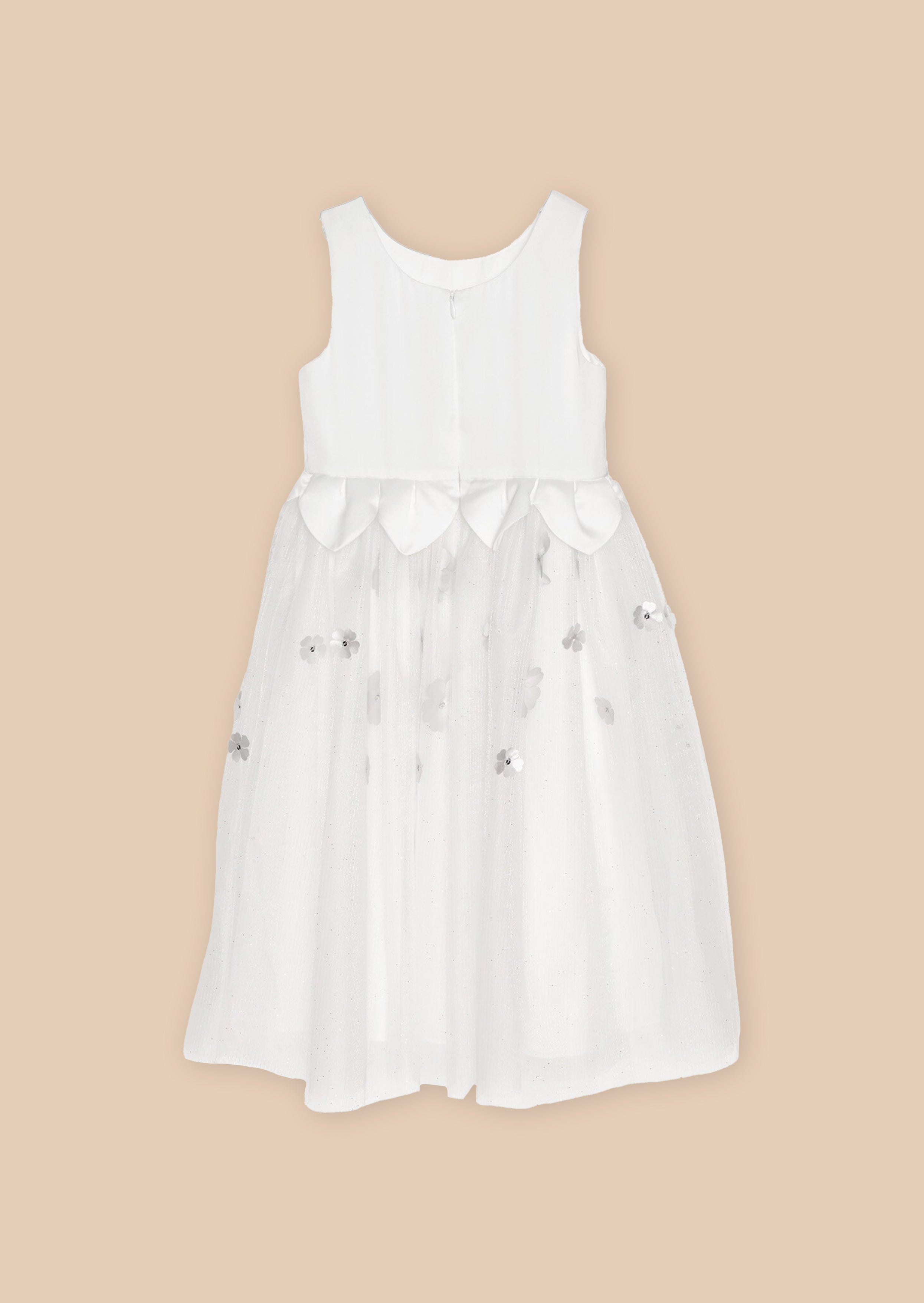 Girls Floral Scatter White Dress