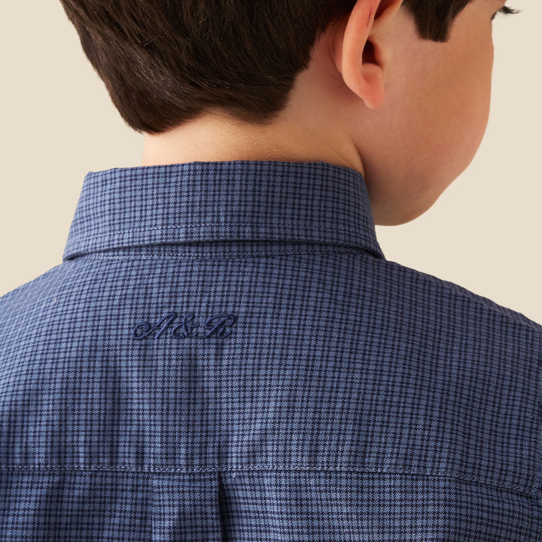 Boys Yarn Dyed Navy Shirts - Angel & Rocket