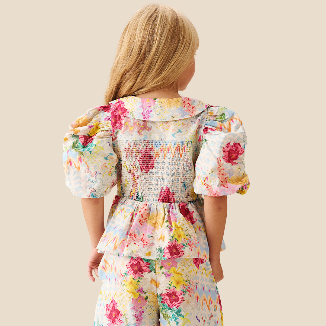 Orla Multi Peter Pan Collar Shirred Blouse - Angel & Rocket