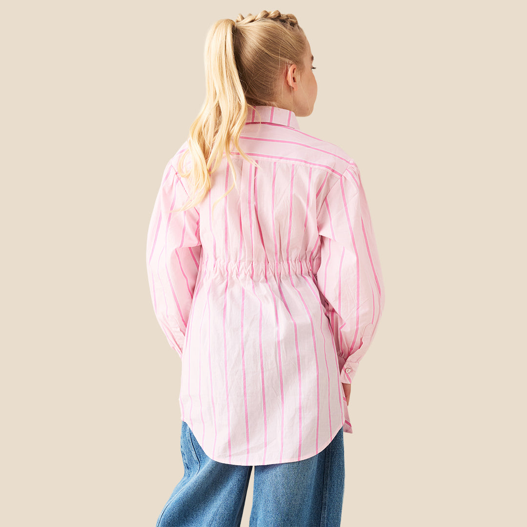 Angel & Rocket Girls Yarn Dyed Pink Shirts