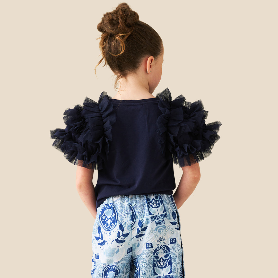 Angel & Rocket Girls Solid Navy T-Shirts