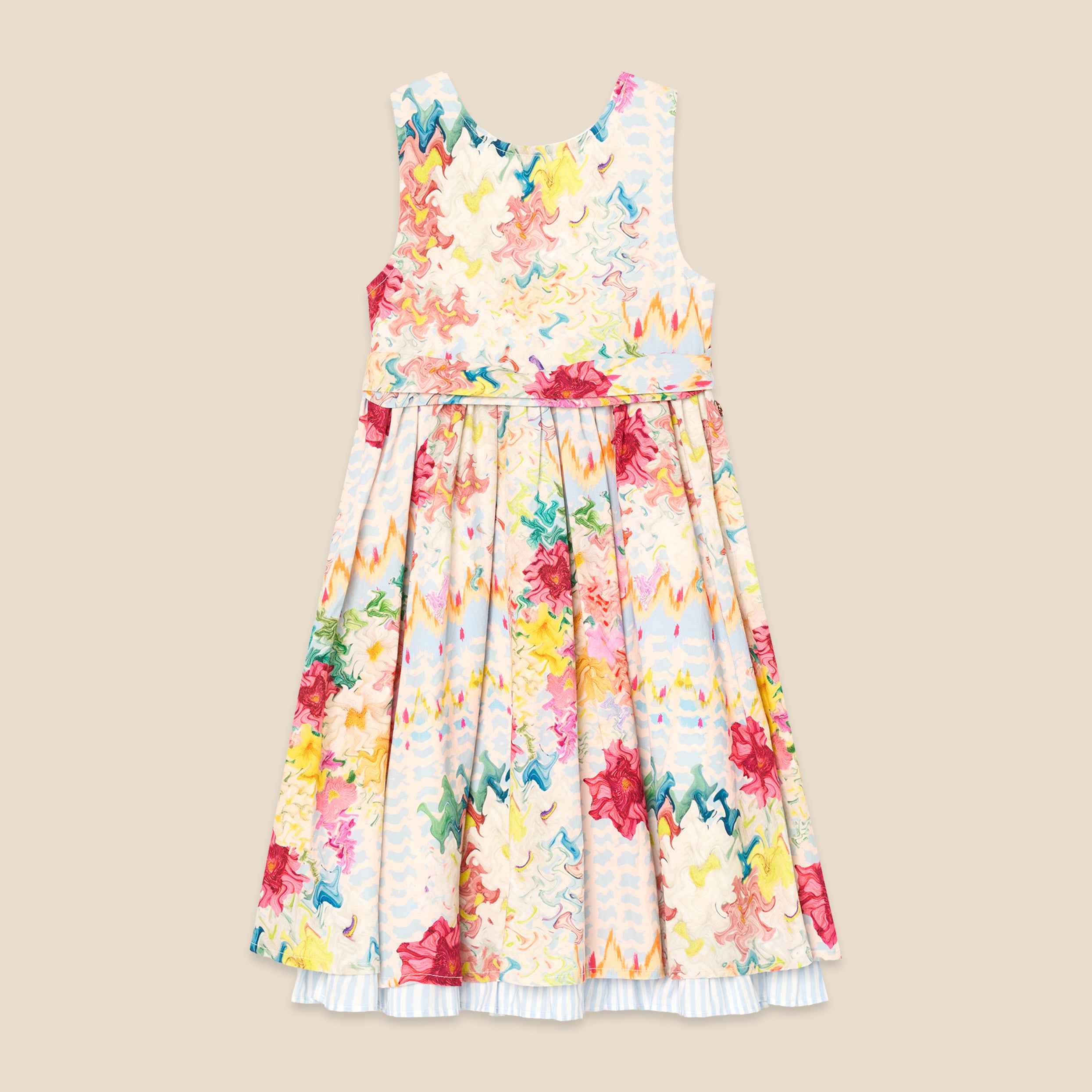 Seren Print Stripe Sash Waist Dress - Angel & Rocket