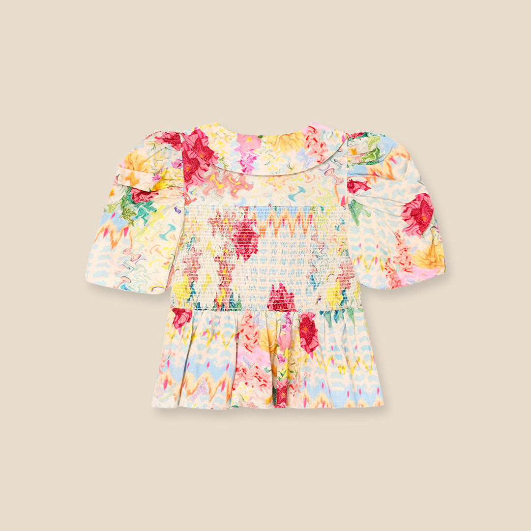 Orla Multi Peter Pan Collar Shirred Blouse - Angel & Rocket