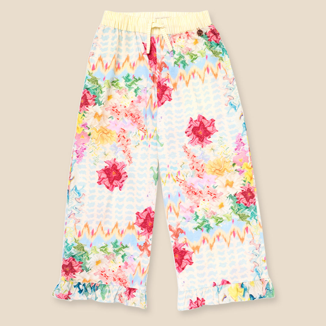 Orla Multi Print Frill Hem Trousers - Angel & Rocket