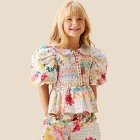 Orla Multi Peter Pan Collar Shirred Blouse