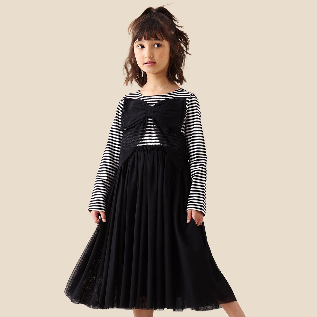 Angel & Rocket Girls Yarn Dyed Black Dresses